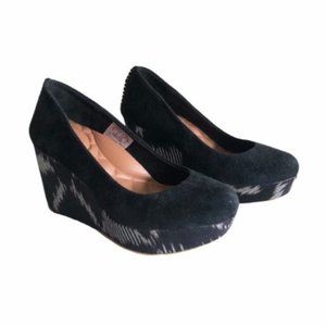 Reef High Tropic Black Suede Wedge Shoes Sz 7